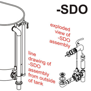 SDO Separate Drain & Overflow Assembly on Stationary Whirlpools
